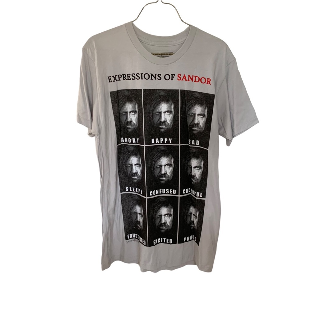 Game of Thrones Expressions of Sandor HBO Graphic T Shirt Men’s XL Grey & Black